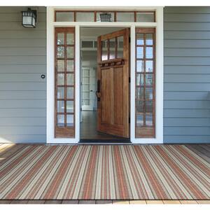 Monaco Marbella Coral Red-Ivory-Pewter 4 ft. x 5 ft. Indoor/Outdoor Area Rug