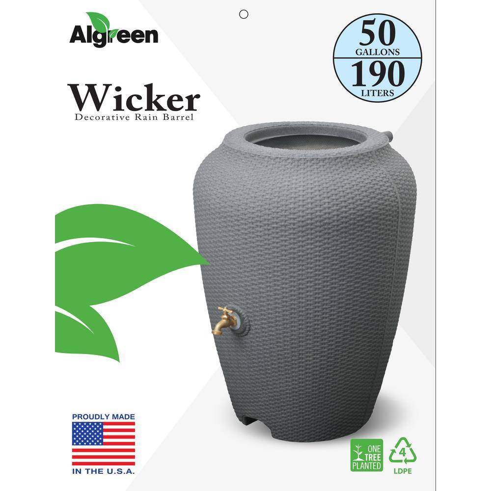 Warm Gray Wicker Texture 50 Gallon Rain Barrel