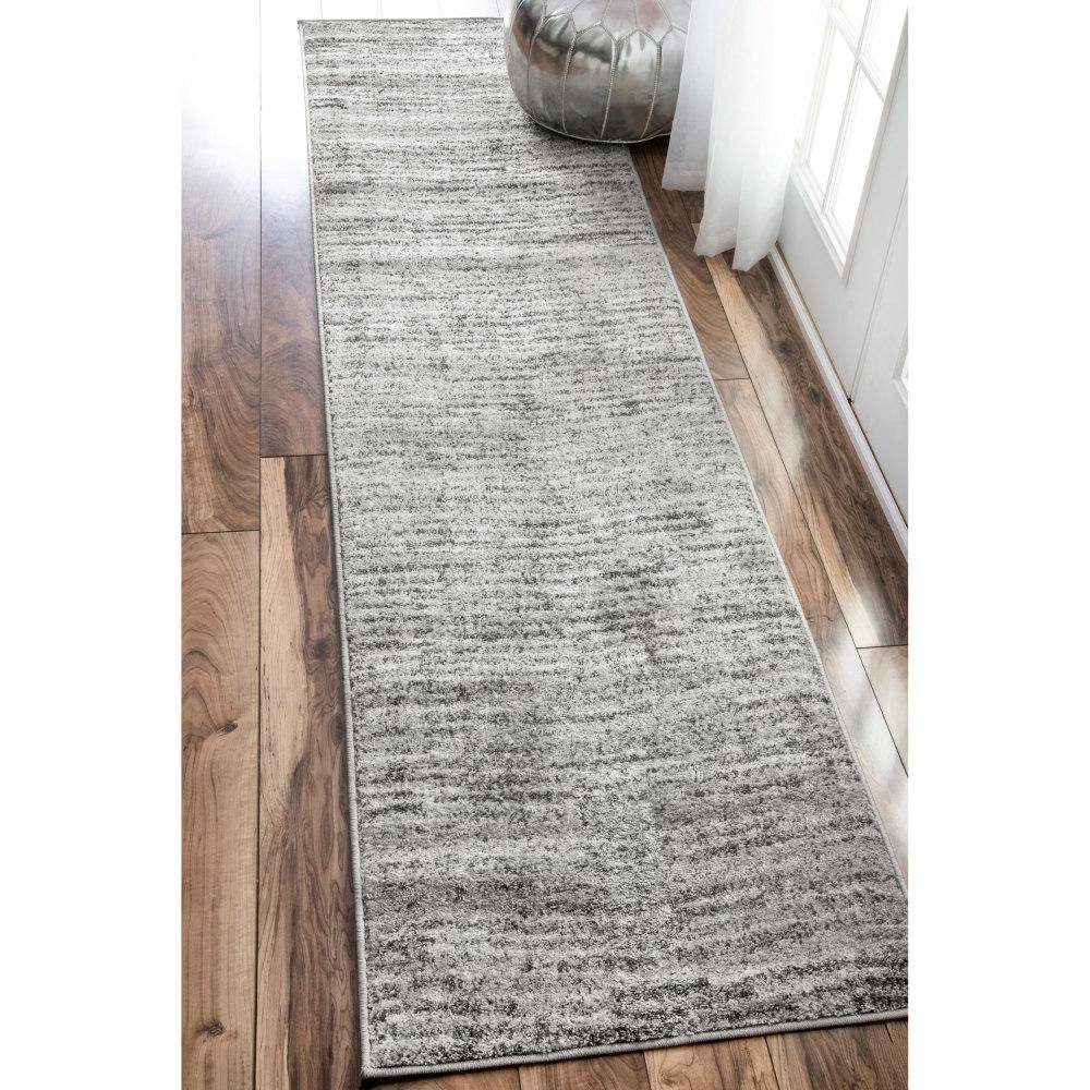 Sherill Gray Synthetic Rectangular Runner Rug