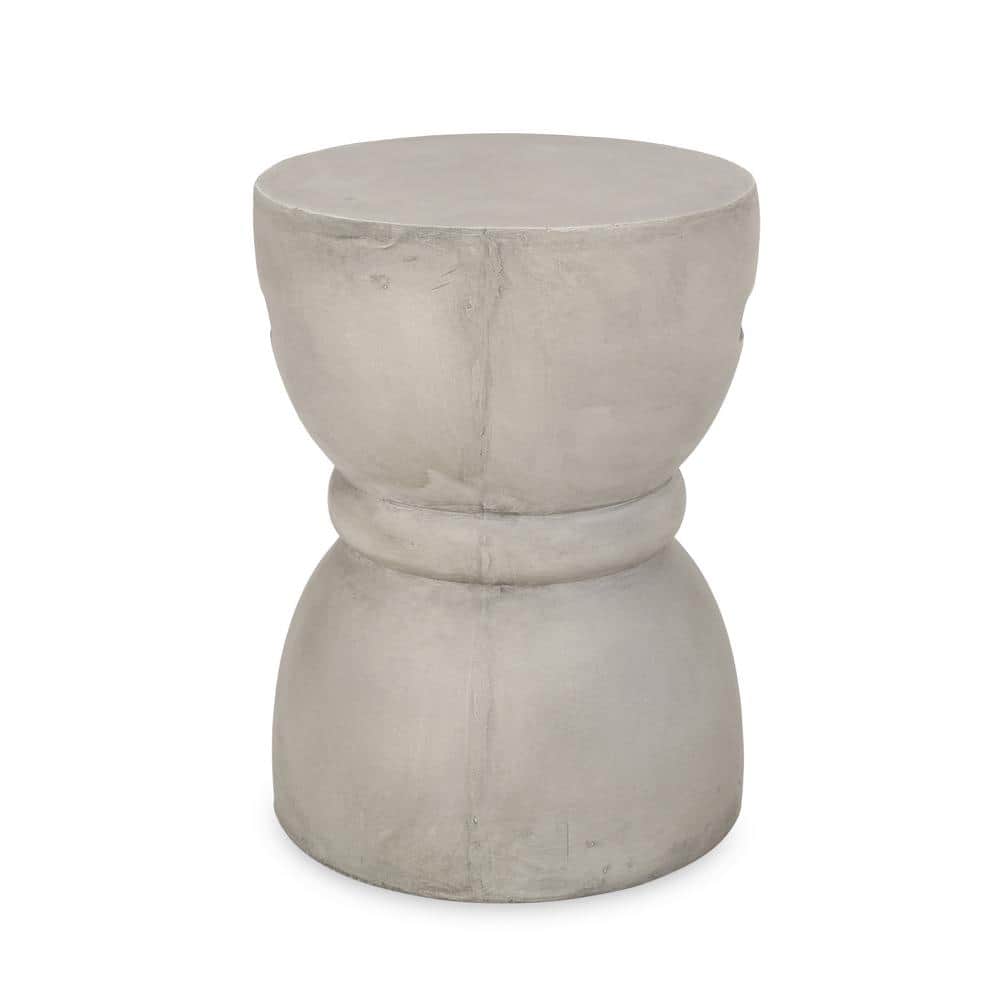 1-Piece 13.5 in. Outdoor Hourglass Shape Side Table with Handle for Patio P