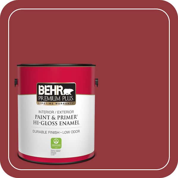 BEHR PREMIUM PLUS 1 gal. #ECC-32-3 Cherry Tree Hi-Gloss Enamel Interior/Exterior Paint & Primer