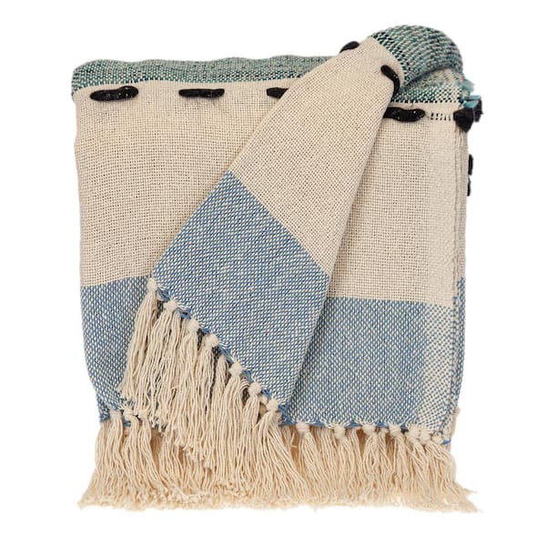 Transitional Vereigated Blue Rectangle 50 in. x 60 in. Throw Blanket