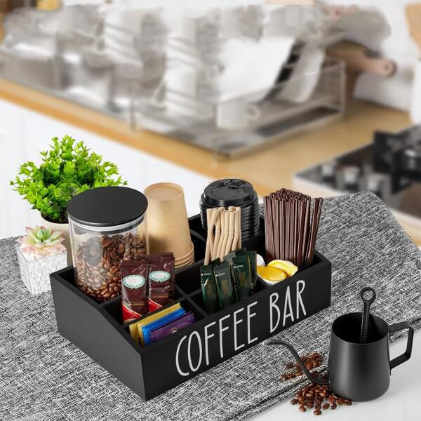 VITVITI Coffee Station Organizer - 6 Compartment Metal Basket With Drawer, Black, For Countertop - View #6