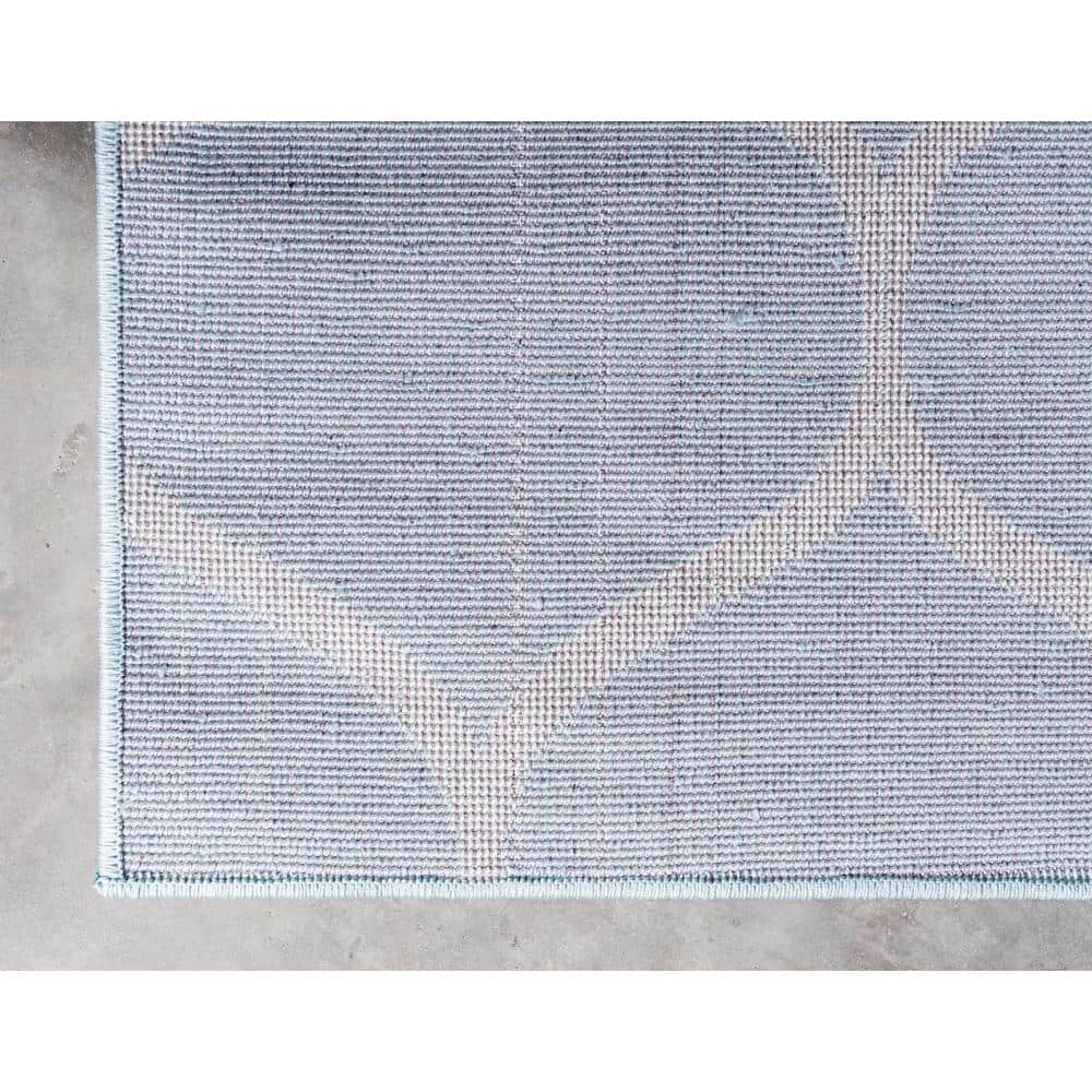 Trellis Frieze Light Blue & Ivory Geometric Area Rug (8' x 11')