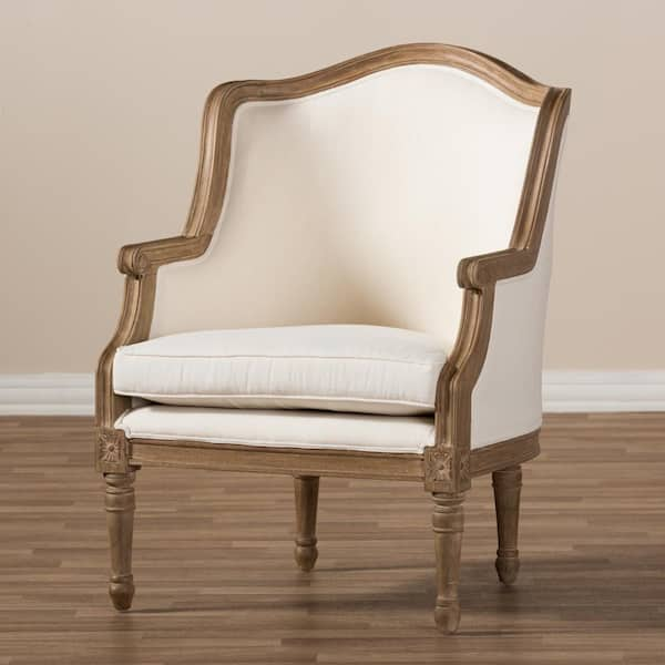 Baxton Studio Charlemagne Beige and Brown Fabric Upholstered