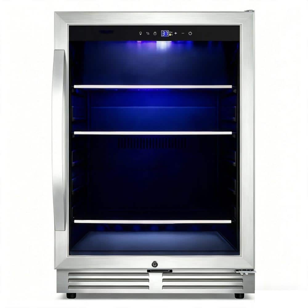 24 in. Single Zone 150-Cans Beverage Cooler with Two Types of Handles and Child Safety Lock in Silver Stainless Steel price history on PriceWatchPro