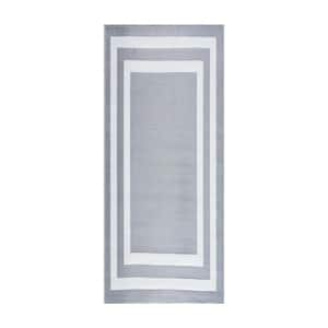 Paris Gray White 2 ft. 3 in. x 6 ft. Reversible Recycled Plastic Indoor/Outdoor Area Rug