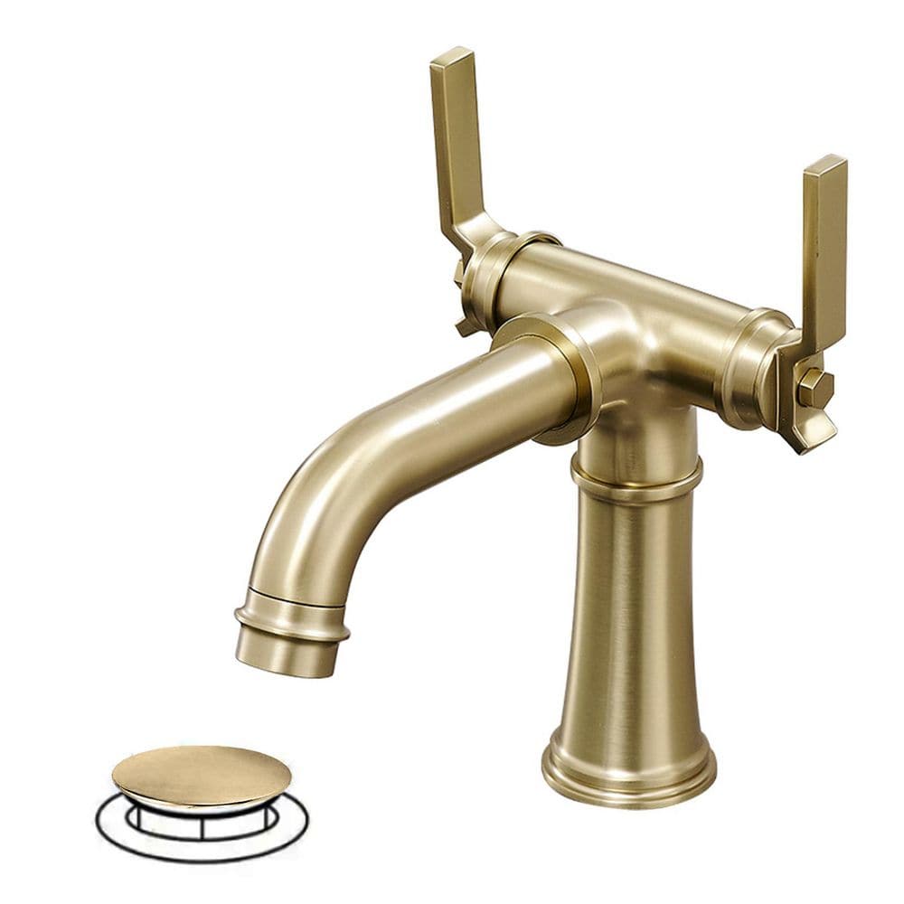 Double Handle Single Hole Bathroom Faucet in Brushed Gold price history on PriceWatchPro