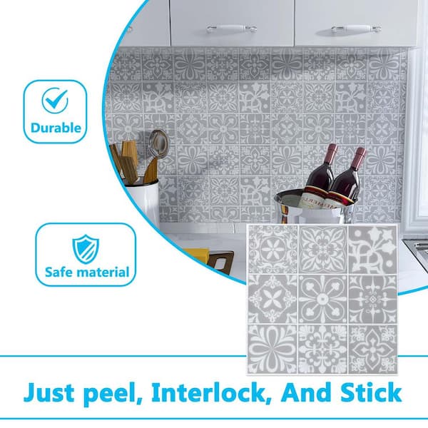 11.8 in. x 11.8 in. Vinyl Peel and Stick Wall Tiles, Backsplash for Kitchen, 10-Packs (9.7 sq. ft.)