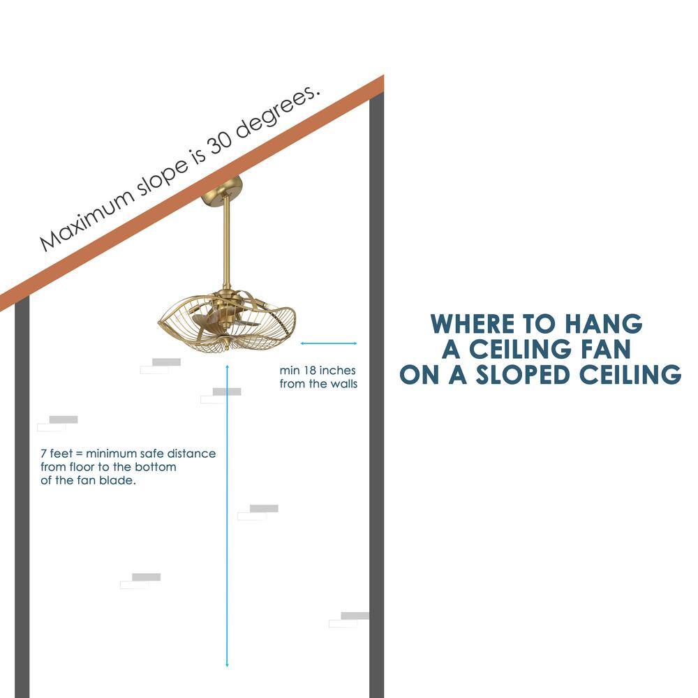 Auri 22'' Aged Brass 3-Blade Ceiling Fan with LED Light