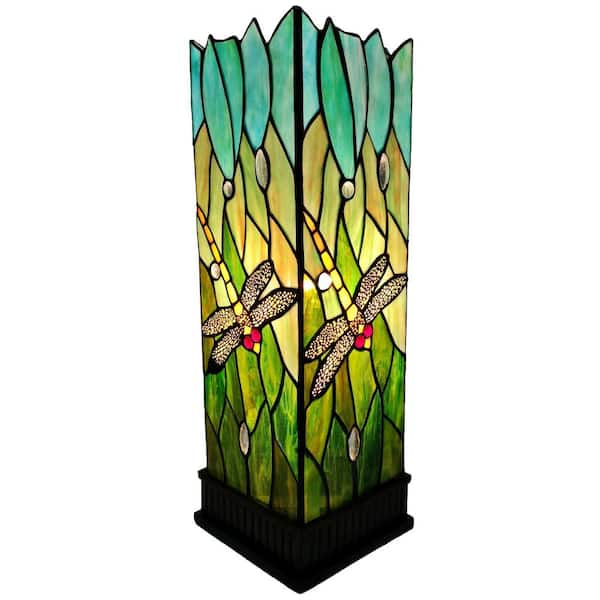 Amora Lighting 18 in. Tiffany Style Dragonfly Table Lamp