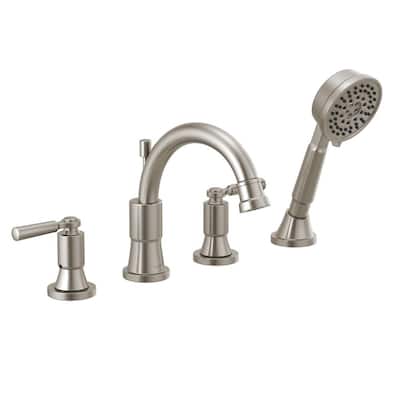 Westchester 2-Handle Deck Mount Roman Tub Faucet Trim Kit with Handshower in Brushed Nickel (Valve Not Included)
