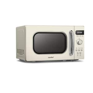 0.7 cu. ft. 700 Watt Compact Countertop Microwave in Cream with Safety lock