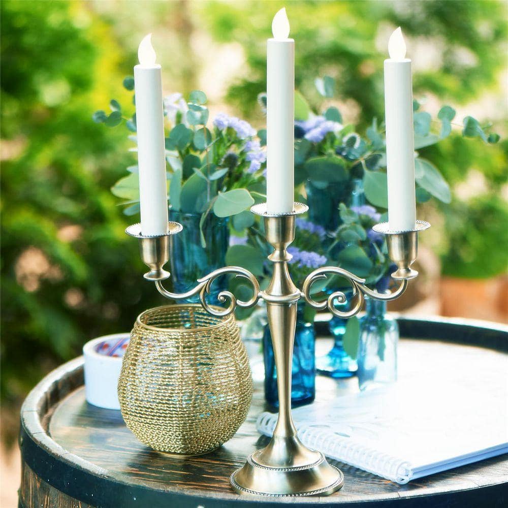 10.6 in. Copper Metal Candle Holder, 3 Arms Candle Holders for Pillar Candles 1-Pack MKCH20O2O-CO3a