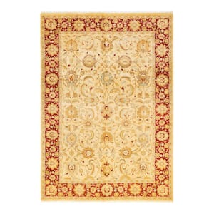 Mogul One-of-a-Kind Traditional Ivory 6 ft. 2 in. x 8 ft. 10 in. Oriental Area Rug