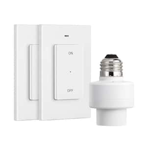 120-Volt Remote Control Light Bulb Switch Socket, White (2 Wall Mounted Controller Plus 1 Bulb Base)