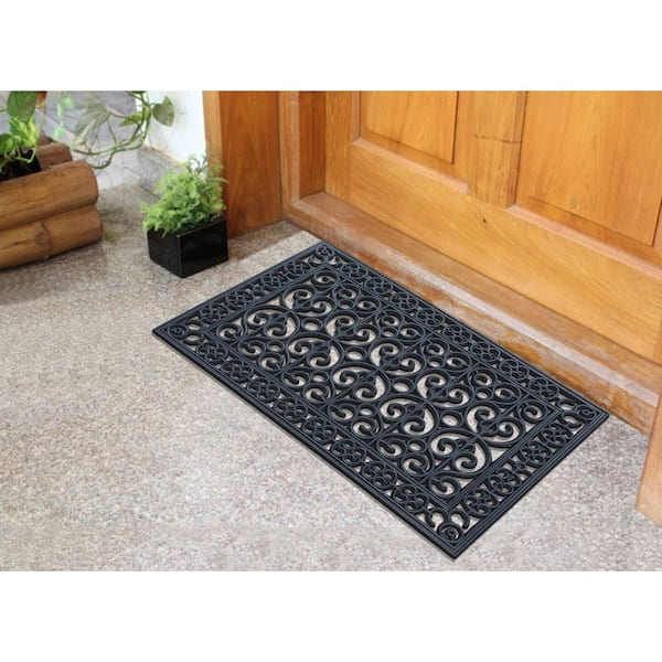 A1HC First Impression Hand Finished Paisley 24 in. x 36 in. Rubber Non-Slip Outdoor Door Mat