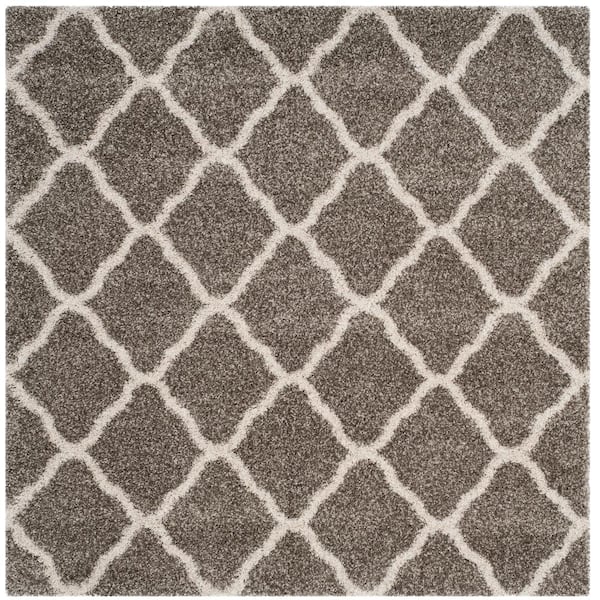 SAFAVIEH Hudson Shag Gray/Ivory 7 ft. x 7 ft. Square Trellis Area Rug