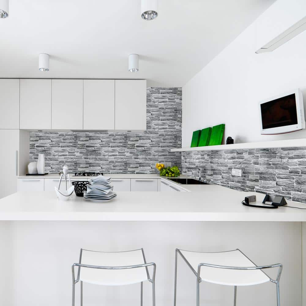 Dark Gray Embossed PVC 40-in x 20-in 3D Wall Panel