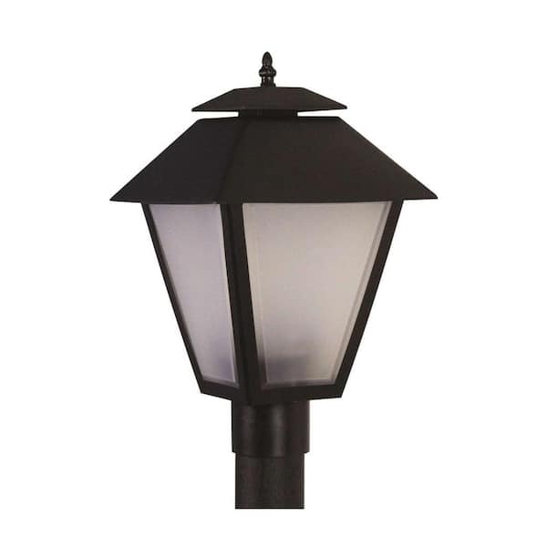 SOLUS Black Colonial Style 1-Light Black Post Mount Walkway Light with 4000K ENERGY STAR LED Lamp Fits 3 in. Dia Posts