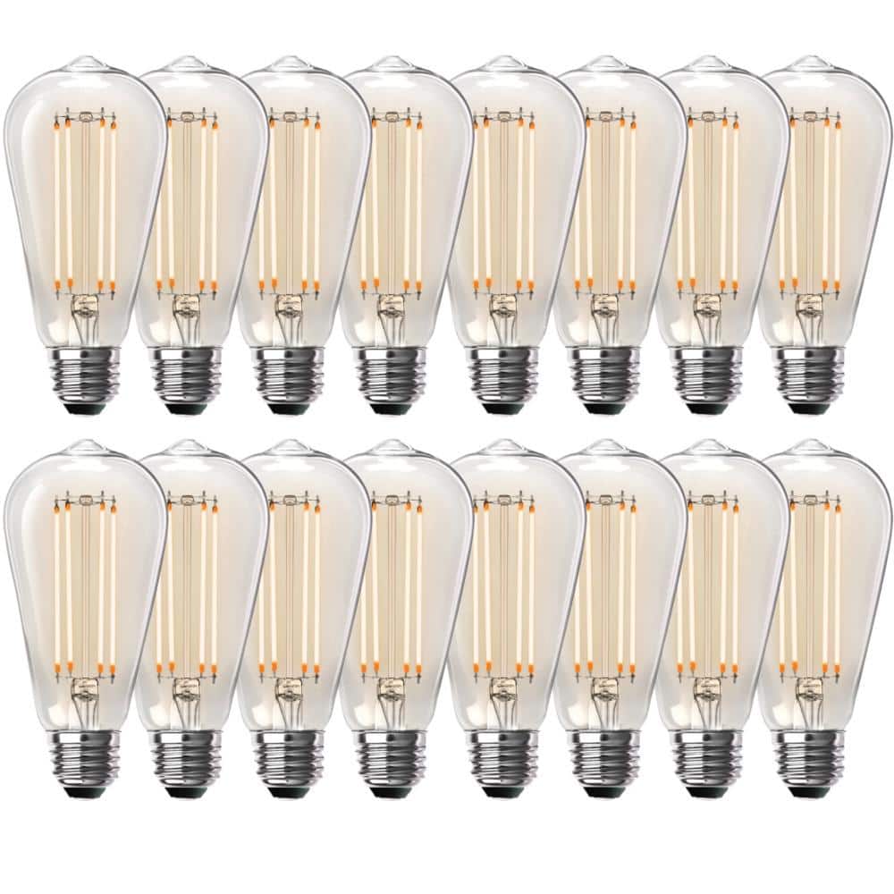 100-Watt Equivalent ST19 Dimmable Straight Filament Clear Glass E26 Vintage Edison LED Light Bulb, Warm White (16-Pack) price history on PriceWatchPro