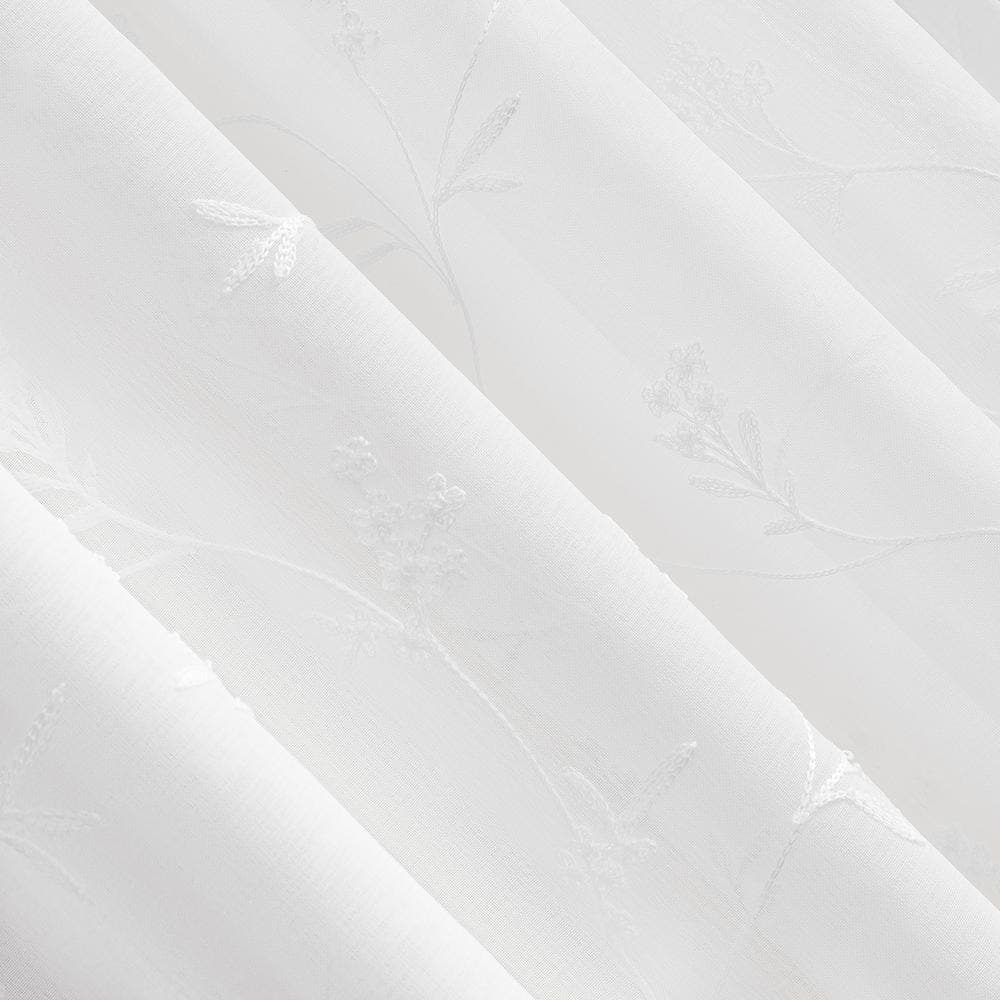 Ivory Floral Sheer Rod Pocket Curtain Valance 50" x 17"
