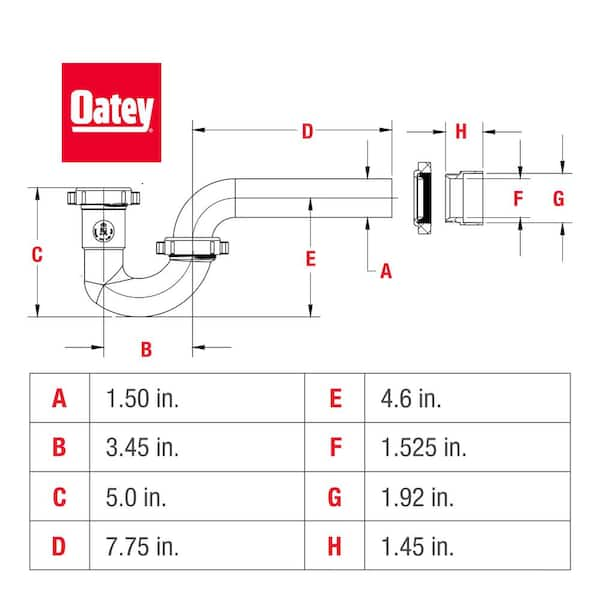 Heavy Duty 1-1/2 in to 1-1/4 in. Plastic Adjustable Diameter P-Trap with Reducing Washer