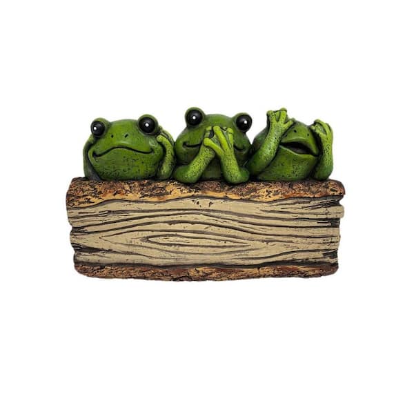Santa's Workshop 10 in. Cement 3 Frog Flower Pot