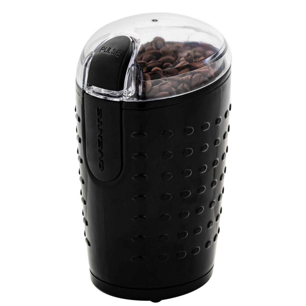 OVENTE 2.5 oz. Black Electric Coffee Grinder with Transparent Easy Open Lid and
