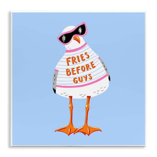 Fries Before Guys Seagull by Bex Morley Design 1 Piece Unframed Animal Graphic Art Print 12 in. x 12 in.