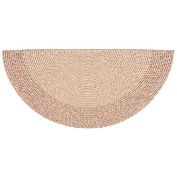 Braided 2 ft. x 4 ft. Specialty Ivory/Peach Coastal Border Washable Indoor/Outdoor Area Rug