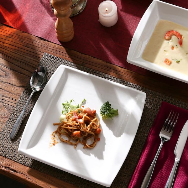 MALACASA 12-Piece White Porcelain Dinnerware at