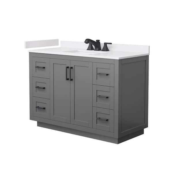 Miranda 48 in. Single Freestanding Dark Gray Bath Vanity with White Cultured Marble Top Assembled