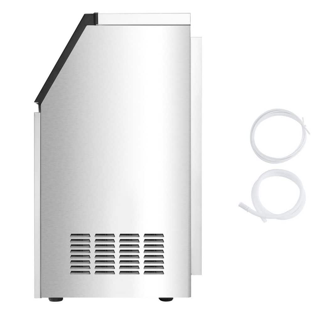 16.9 in. W Commercial Ice Maker 120 lbs. /24 H 28 lbs. Capacity 36 Ice Cubes/15 Mins Freestanding Full Size Cubes Silver