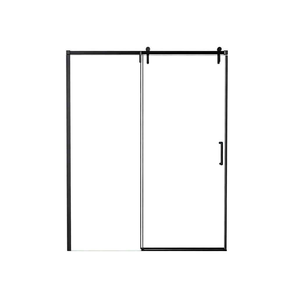 60 in. W x 76 in. H Sliding Semi-Frameless Shower Door in Matte Black with Clear Glass price history on PriceWatchPro