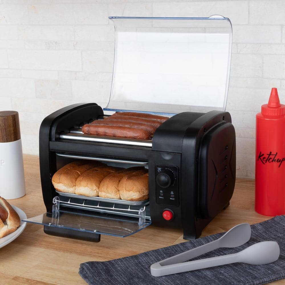 GREAT NORTHERN Mini Hot Dog Machine with Bun Warmer 87 sq. in. Metal Indoor Grills Drip Tray