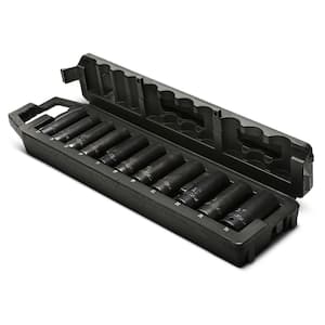 1/2 in. Drive Metric 6-Point Deep Impact Socket Set with Storage Case (11-Piece)