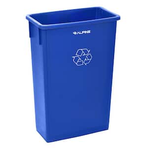 23 Gal. Blue Indoor Trash Container Recycling Bin and Dolly (3-Pack)