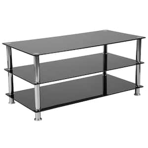 39 in. Black Composite TV Stand Fits TVs Up to 40 in. with Cable Management