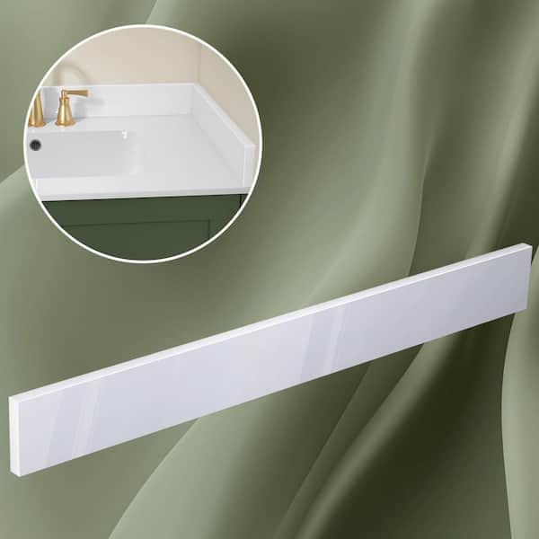 Goty 30 in. Vanity Backsplash Solid Surface 4 in. Bathroom Vanity Back Splash in Glossy White