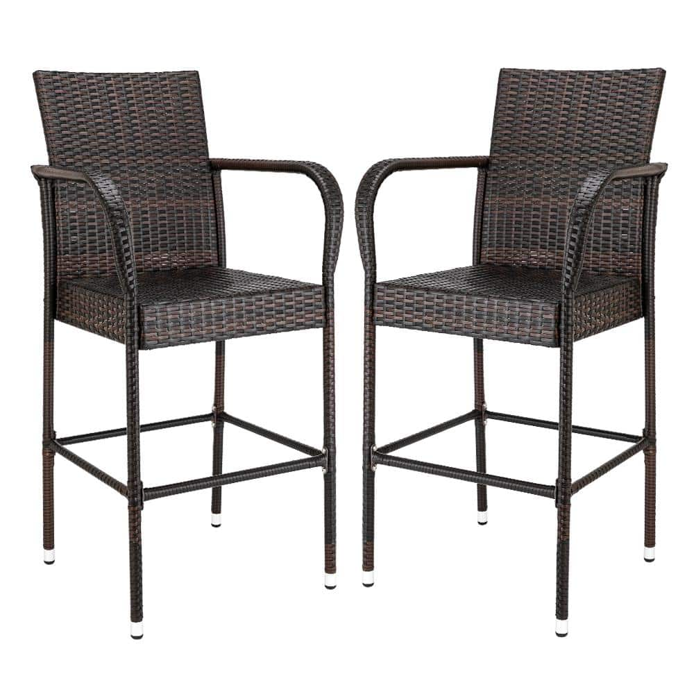 Home Beyond Clermont 39 in. Brown Upholstered Bar Stool (Set of 2)  UC-13HBRN - The Home Depot