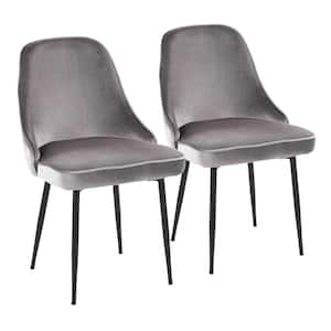 Marcel Silver Velvet & Black Metal Side Dining Chair (Set of 2)