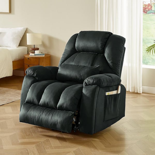 40.1 in. W Gray Microsuede Oversize Dual Motor Power Lift Recliner Chair with Massage and Heating