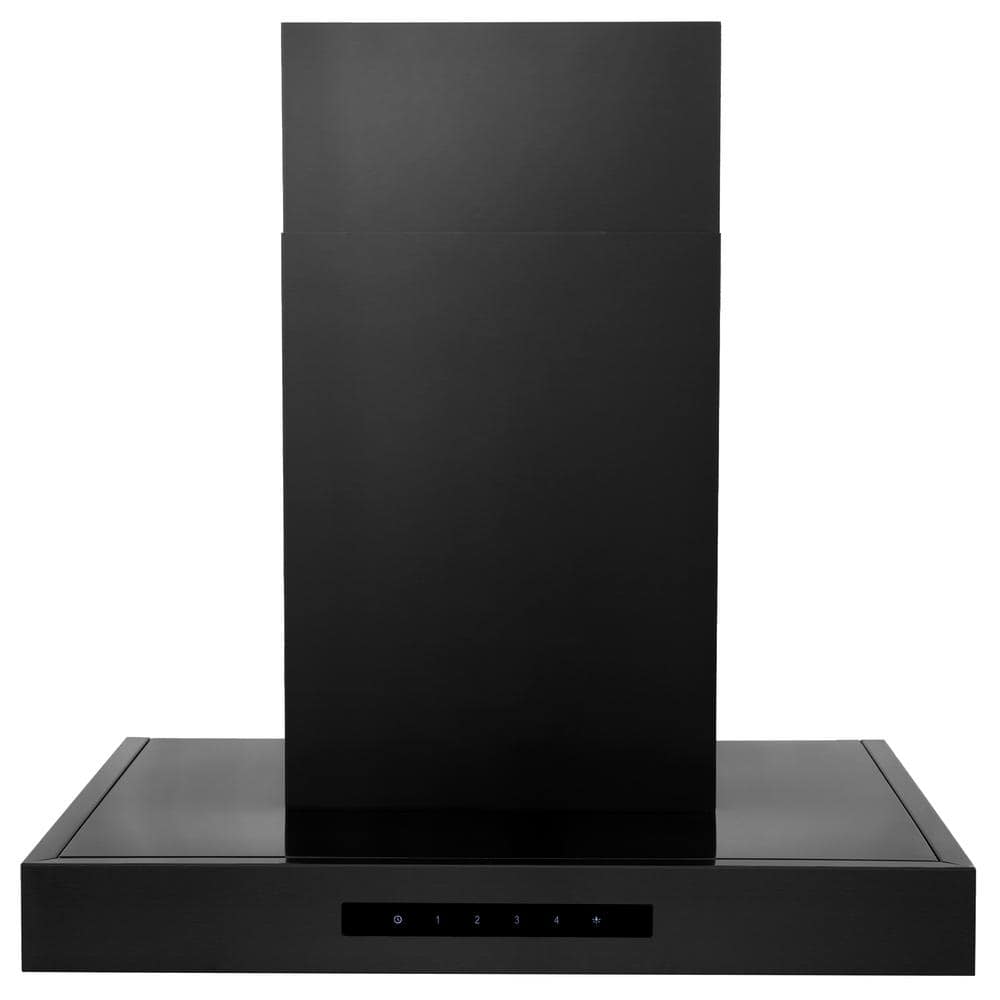 24" Black Stainless Steel Convertible Wall Mount Range Hood