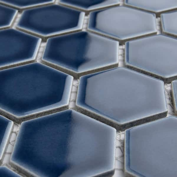 Denim Hexagon Tile  Blue Honeycomb Ceramic Tile – Mercury Mosaics