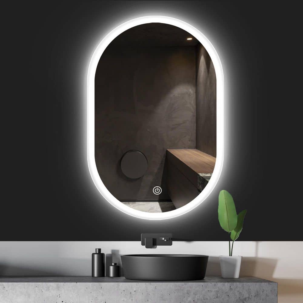18 in. W x 26 in. H Natural Oval Frameless Wall Mounted Bathroom Vanity Mir