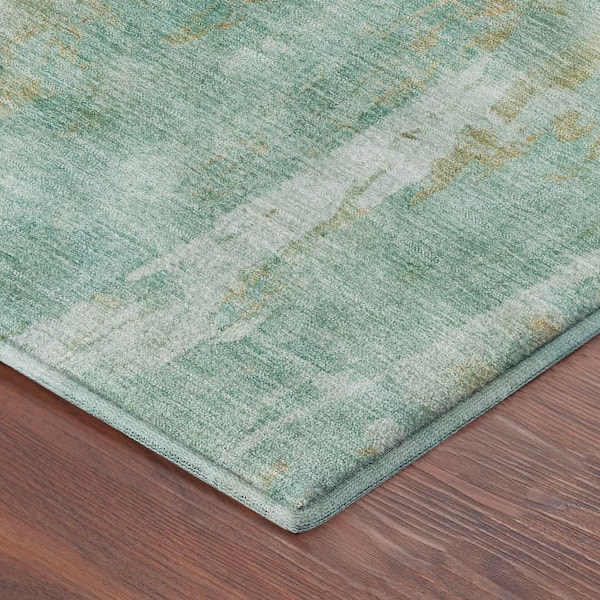 Mayfield Premium Machine Washable Abstract AMF2309 Teal 3 ft. x 4 ft. Area Rug