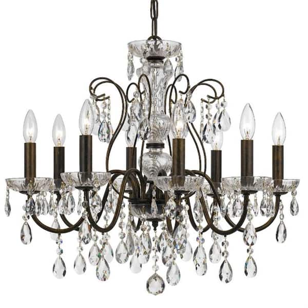 Butler 8-Light English Bronze Crystal Chandelier