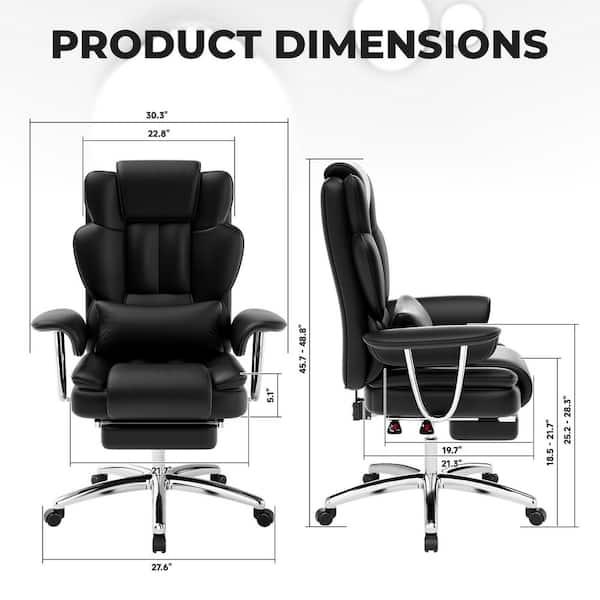 Sophia Big and Tall Faux Leather High Back Executive Chair in Black with Lumbar Support, Ergonomic Office Chair