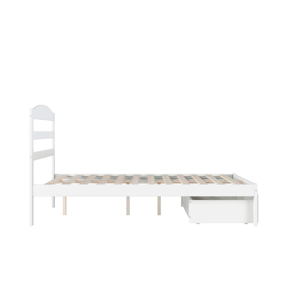 Warren White Full Platform Bed with Storage Drawer